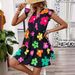 Women's Clothing Printed Ladies V Neck Sleeveless Dress Fashion Casual Short Skirt _mkmklike.com