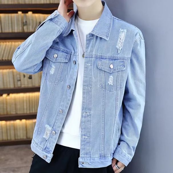 Northfold Spring And Autumn 2023 New Murakami Casual Denim With Holes Korean Style Trendy Loose Jacket For Men_mkmklike.com
