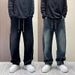 Spring Men's Clothing Casual Wide Leg Pants Trendy Design Large Pockets Drawstring Elastic Waist Jeans_mkmklike.com