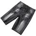 Men's Premium Heavy Washed Black Distressed Denim Shorts - Streetwear Biker Style Patchwork Cargo Pants For Summer_mkmklike.com