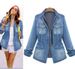 K New Women's Denim Jacket Long Sleeve Coat_mkmklike.com