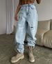 Women's Clothing Women's High Waist Straight Leg Jeans - Distressed Ripped Denim Pants With Comfortable Stretch, Loose Fit & Casual Street Style_mkmklike.com
