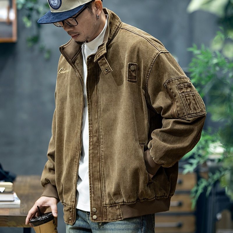 Lunar Apex 2024 Autumn Winter Stand Collar Cargo Jacket Brand Retro Plus Size Top Trendy Men American Style Casual Coat_mkmklike.com