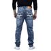 High Street Men's Jeans Nostalgic Color Embroidery Elastic Slim Small Straight Casual Men's Trousers_mkmklike.com