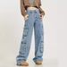 Men's Clothing Street Washed Distressed Workwear Jeans For Men Spring And Autumn Straight Loose High Street Vibe Style Long Pants_mkmklike.com