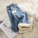 Fleece-lined Thickened Narrow Wide-leg Jeans Women, 2025 New Autumn And Winter Hot-selling High-waisted Straight Pants_mkmklike.com