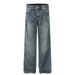 American Style Washed Vintage Jeans For Men Loose Deconstructed Design Versatile Straight Wide-Leg Pants_mkmklike.com