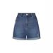 Foreign Trade European And American Cross-Border Source Women's Summer New Straight Slim Frayed Hem Denim Shorts_mkmklike.com