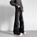 Men's Clothing Deconstructed Button-Fly Jeans - American High Street Style Straight Leg Pants With Raw Hem & Distressed Details (S-3XL, Black/Blue)_mkmklike.com