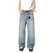 Men's Korean Style Washed Straight Loose Fit Vintage Distressed Denim Pants For Casual Streetwear_mkmklike.com