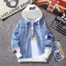 New Perforated Denim, Handsome Men's Clothing, Korean Version, Casual Student Vacation, Two-Piece Hooded Baseball_mkmklike.com