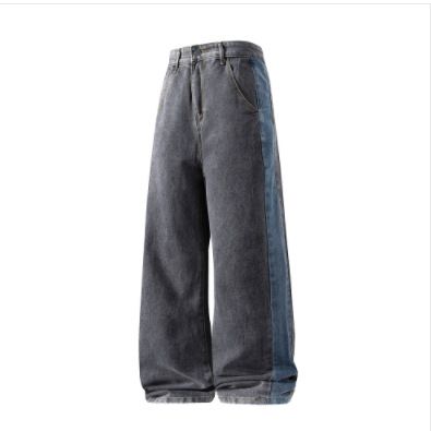Men's Retro Jeans - Classic Straight Leg Denim Pants With Color Block Design, Available In Plus Sizes (M-5xl)_mkmklike.com