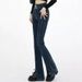 Sexy Slim-fit Women's Jeans Front Side Seams, Slimming Height-enhancing, With A Cross-design Slit And Slight Flare_mkmklike.com