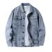 Light Blue Denim For Men, Spring Autumn 2025 New Style, Loose And Trendy, Lapel Workwear, Men's Jacket Trend_mkmklike.com