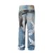 Men's Clothing High Street Three Dimensional Cutting Washed Wide Leg Digital Printing Pattern Overalls Jeans_mkmklike.com