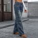 K Women's New Multi Pocket Denim Workwear Pants For Women_mkmklike.com