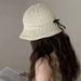 Hot Sale Korean Bow Sweet Bucket Hats New Women Casual Sunshade Hollow Out Versatile Travel Breathable Fashion Elegant Fisherman_mkmklike.com