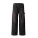 Distressed Deconstructed Workwear Jeans American Street Style Lace-up Straight Pants Men's Loose Versatile Casual_mkmklike.com
