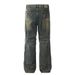 Heavy-duty Jeans For Men Punk Deconstructed Patchwork Design Washed Ripple Straight-leg Trousers Trendy_mkmklike.com