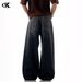 Vintage Washed Black-Grey Straight Leg Jeans For Men & Women – Relaxed Fit, Comfortable Cotton Denim Pants, Retro Casual Trousers_mkmklike.com