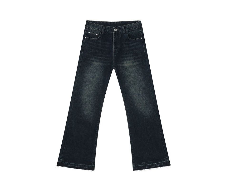 EF JEANS | 2025 Spring New Korean Version Of Micro-pull Retro Blue Slim And Thin Vibe Denim Casual Trousers_mkmklike.com
