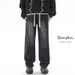 Black Jeans Loose Straight For Spring 2025 New Casual Wide Leg Men's Pants_mkmklike.com