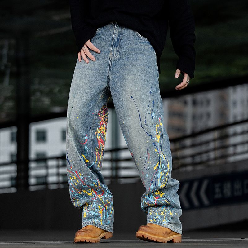 Men's Clothing Trendy High Street Style, Loose Fit, Wide Leg, Drape, Fashionable, Cool, Floor Length Hip Hop Trousers._mkmklike.com