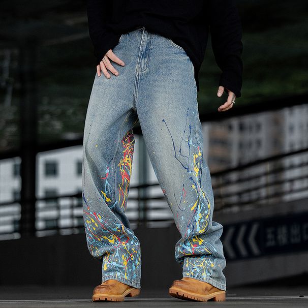Men's Clothing Trendy High Street Style, Loose Fit, Wide Leg, Drape, Fashionable, Cool, Floor Length Hip Hop Trousers._mkmklike.com