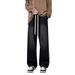 Nordmann Black Jeans For Men Spring And Autumn Loose Straight Oversize Trendy American High Street Wide Leg Pants_mkmklike.com
