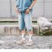 Men's Clothing Summer Men's Denim Shorts High Street Trendy Five Point Loose Straight Leg Style Embroidered Bones_mkmklike.com