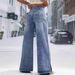 Retro Fashion Button down Jeans for Women Trendy Solid Color Casual Straight Leg Pants European And American Style_mkmklike.com