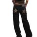 One Dilemma European And American Cross-Border Star Print Rhinestone Embellished Loose Straight-Leg Jeans_mkmklike.com