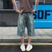 American Retro Straight-leg Large-pocket Cropped Jeans With Curved Patchwork, Trendy Brand, Cool And Loose Wide-leg_mkmklike.com