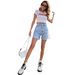 Trendy Girl Closet 40-In Stock-30760#Trendy Loose Casual High-Waisted Slimming Women's Denim Shorts_mkmklike.com