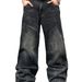 Men's Clothing Relaxed Fit Straight-Leg Jeans – Classic Washed Denim Pants With Slight Stretch (Cotton, Vintage Distressing, Everyday Essential)_mkmklike.com