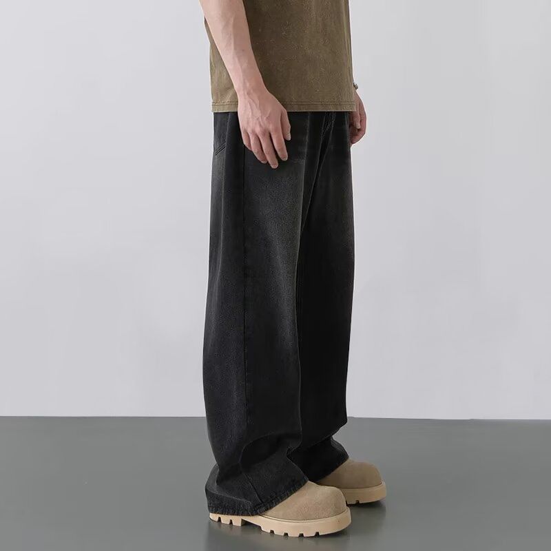 Men's Clothing Wide Leg Jeans Retro Distressed Relaxed Fit Vintage Jeans – Distressed Denim Pants In Black Grey / Light Blue / Retro Blue (S-3XL)_mkmklike.com
