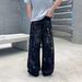 Streetwear Graffiti Splash Paint Loose Fit Wide Leg Distressed Patchwork Unisex Jeans Comfort Meets Style_mkmklike.com