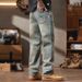 Large Size Men's Spring New Washed Retro Straight Jeans Men's Plus Fat Plus Size Loose Denim Trousers Men_mkmklike.com