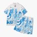 Men's Clothing trendy street style youth character digital printing lapel loose casual short-sleeved shirt suit_mkmklike.com