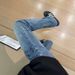 Men's Slim Fit Straight Leg Jeans Blue Rhinestone Lightning Pattern Summer Trendy American High Street Style_mkmklike.com