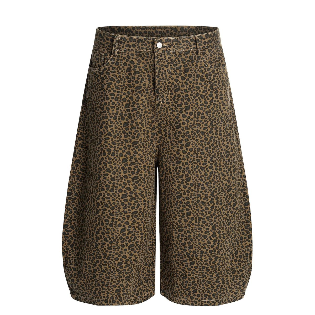 Men's Loose Fit Leopard Print Denim Shorts - Casual Streetwear & Workwear - Comfortable Cotton Fabric - S/M/L/XL/XXL_mkmklike.com