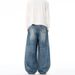 Men's American Retro Straight Leg Jeans With Inverted Pocket Design Unisex Relaxed Fit Floor-Length Denim Trousers_mkmklike.com