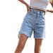 30760#European And American Trendy Loose Casual High-waisted Slimming Women's Denim Shorts_mkmklike.com