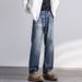 Autumn New Jeans Men's Fit Straight Tube Loose Trendy Brand American Retro Double Craft Washed Middle Waist Youth Large Size K11 Denim Ten Miles_mkmklike.com