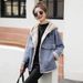 Cozy Fleece-Lined Denim Jacket For Women - Oversized Short Coat With Polo Collar, Warm Winter Fashion For Petite & Tall_mkmklike.com