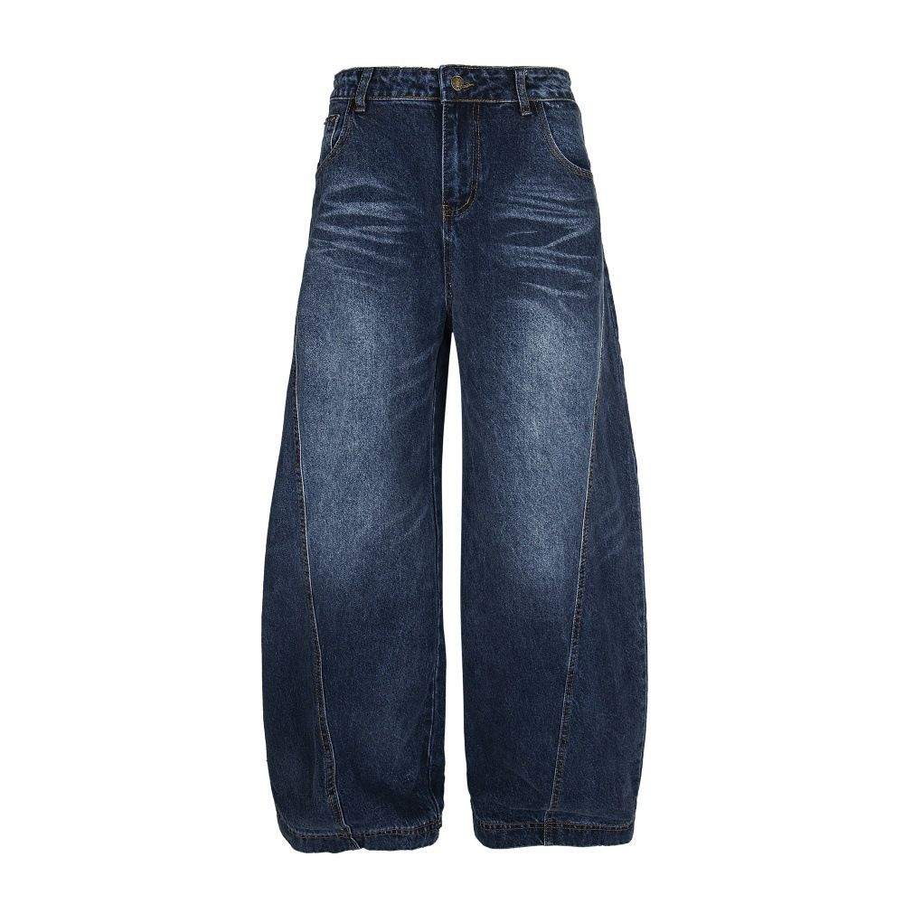 Men's Scimitar Denim Trousers Deconstructed Split Design High Street Trendy Loose Wide-Leg Casual Sickle Banana Pants_mkmklike.com