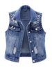 K Cowboy Vest Women's Short Style New Ripped Nail Bead Sleeveless Jacket Versatile Slim Fit Top_mkmklike.com