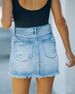 Women's Clothing High Waist Ripped Denim Mini Skirt Washed Frayed Hem A-Line Silhouette Comfortable Casual Style Polyester Fiber Skirt_mkmklike.com