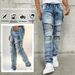 Men's Distressed Denim Jeans - Vintage Workwear Style With Heavy Washed & Ripped Details, Straight Leg, Mid-Rise, Comfortable Cotton Blend_mkmklike.com