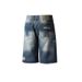 Men's Clothing Men's Blue Distressed Embroidered Shorts Loose Straight Leg Trendy Versatile Denim Shorts For Formal & Casual_mkmklike.com